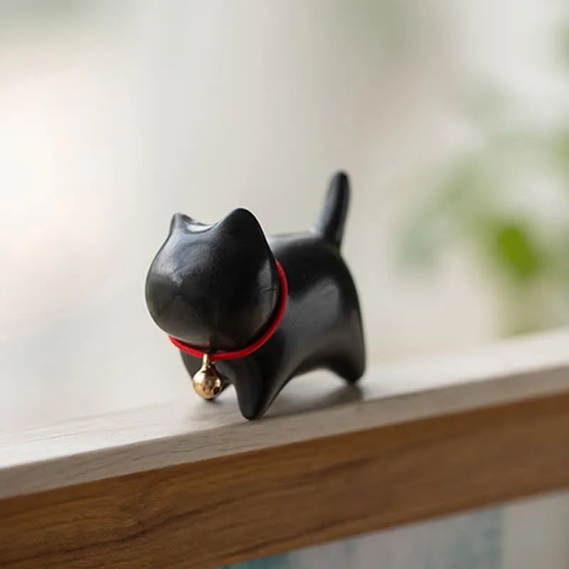 Mythstone Green Sandalwood Small Leaf Red Sandalwood Cute Cat Animals Soothing Peace Decorations - Image 12