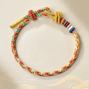 Mythstone Handcrafted Colorful Gold Healing Braid Rope Bracelet