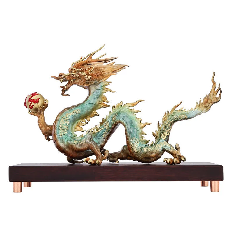 Mythstone Year Of The Dragon Auspicious Dragon Brass Copper Luck Success Office Decoration - Image 13