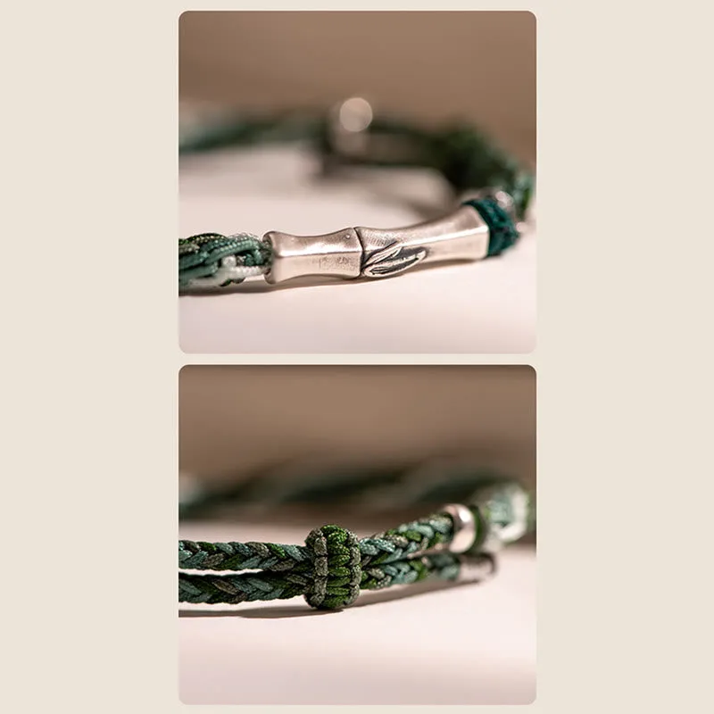 Mythstone 925 Sterling Silver Bamboo Reincarnation Knot Luck Protection String Bracelet - Image 9