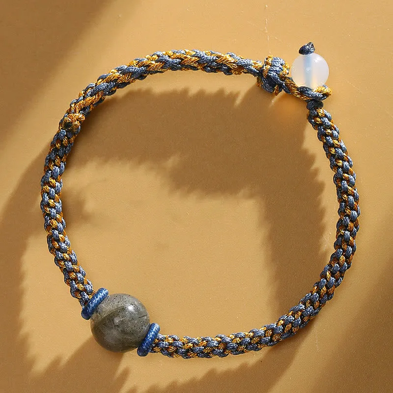 Mythstone Handmade Red Agate Amethyst Golden Rutilated Quartz Pink Crystal Bead Calm Braided Bracelet - Image 28