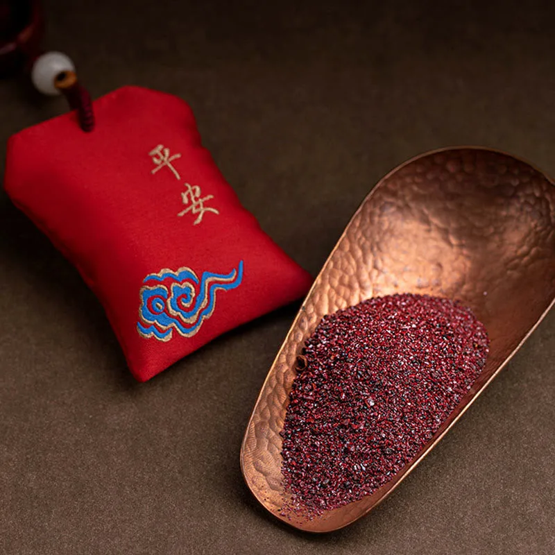 Mythstone Tibetan Small Leaf Red Sandalwood Lotus Cinnabar Sachet Protection Tassel Car Hanging Decoration - Image 3