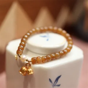 Mythstone 925 Sterling Silver Natural Hetian Jade Lily Of The Valley Charm Bracelet