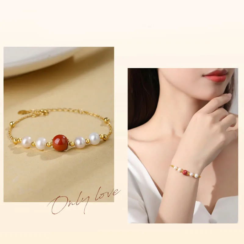 Mythstone 925 Sterling Silver Pearl Cinnabar Healing Bead Chain Bracelet - Image 9