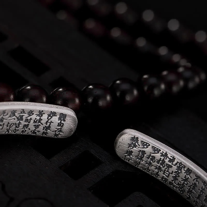 Mythstone 999 Sterling Silver Six True Words Heart Sutra Protection Bracelet Bangle - Image 12