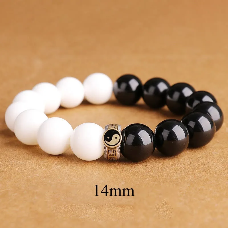 Mythstone 925 Sterling Silver Black Obsidian White Shell Yin Yang Strength Bracelet - Image 11