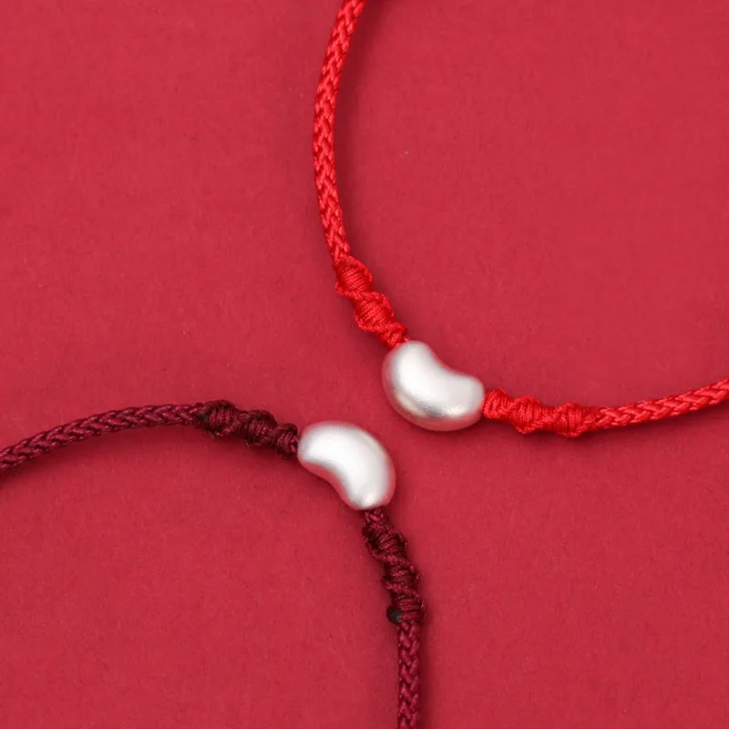 Mythstone 999 Sterling Silver Bean Design Luck Connection Handmade Braided Bracelet - Image 10