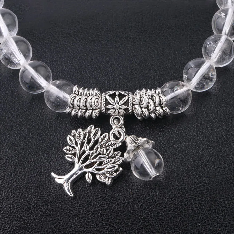 Mythstone Natural Gemstone Tree of Life Lucky Charm Stretch Bracelet - Image 33