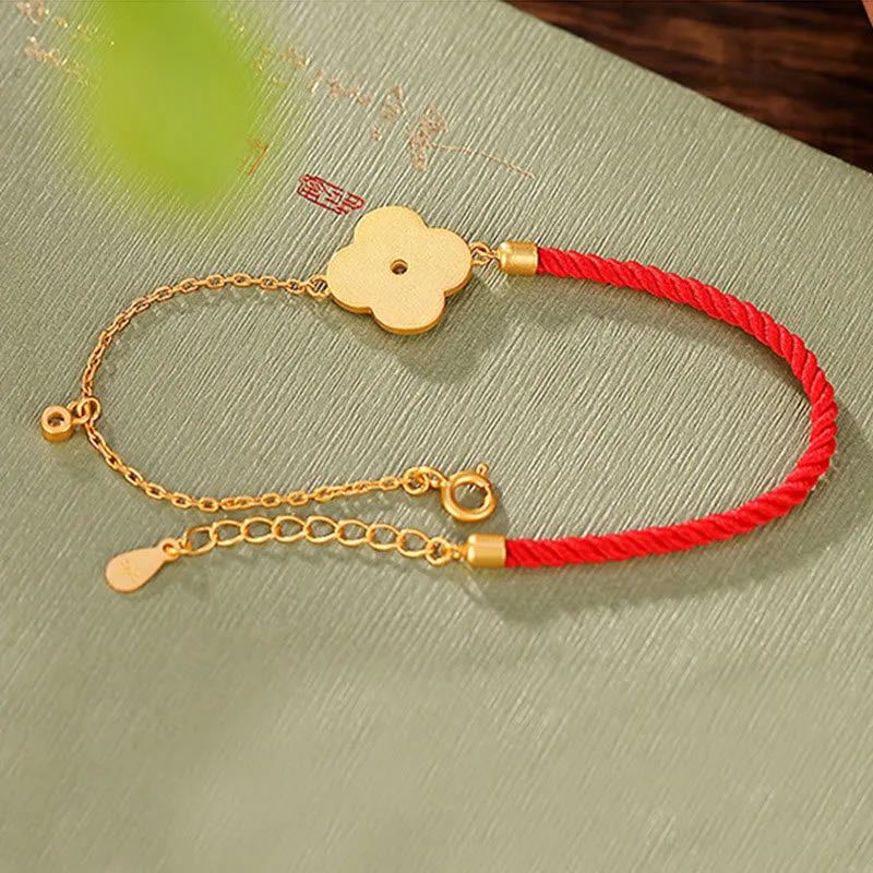 Mythstone 925 Sterling Silver Plated Gold Four Leaf Clover Zircon Luck Bracelet - Image 5