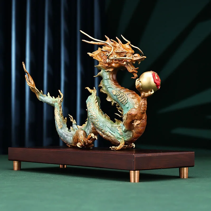 Mythstone Year Of The Dragon Auspicious Dragon Brass Copper Luck Success Office Decoration - Image 5