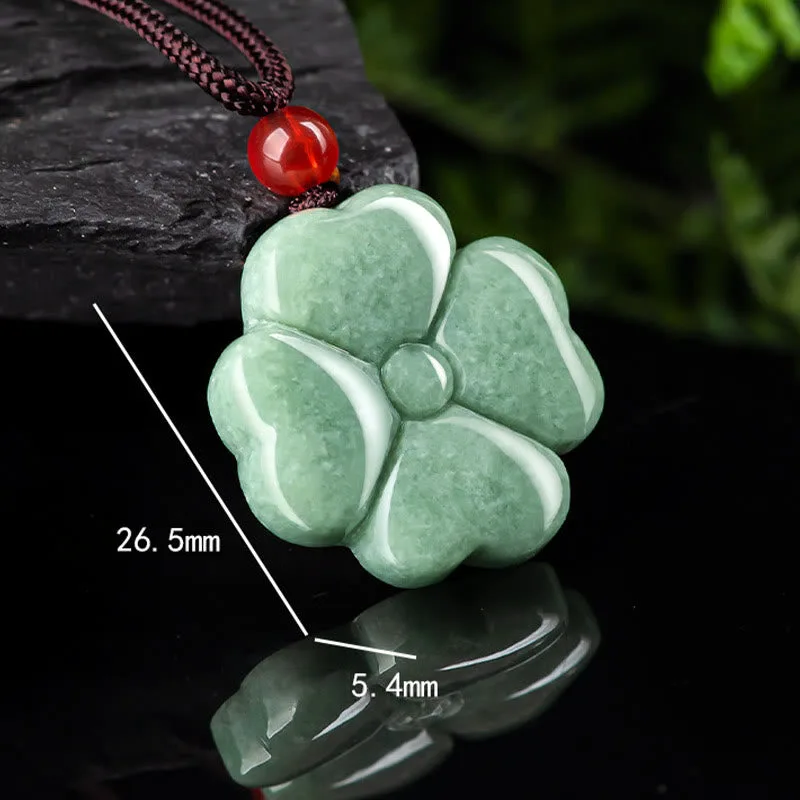 Mythstone Natural Lucky Four Leaf Clover Jade Prosperity Necklace Pendant - Image 11