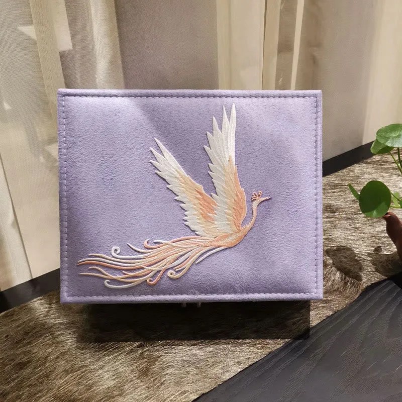 Mythstone Purple Phoenix Jewelry Box Organizer Two-Layer Jewelry Storage Box Flannel Box - Image 13
