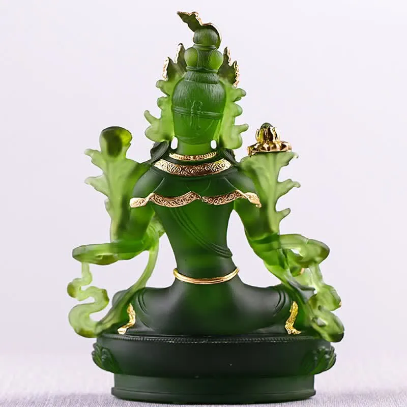 Mythstone Bodhisattva Green Tara Handmade Liuli Crystal Art Piece Protection Home Office Statue Decoration - Image 18