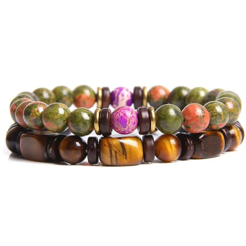 Mythstone 2PCS Healing Crystal Emperor Stone Tiger Eye Bead Bracelet - Image 14