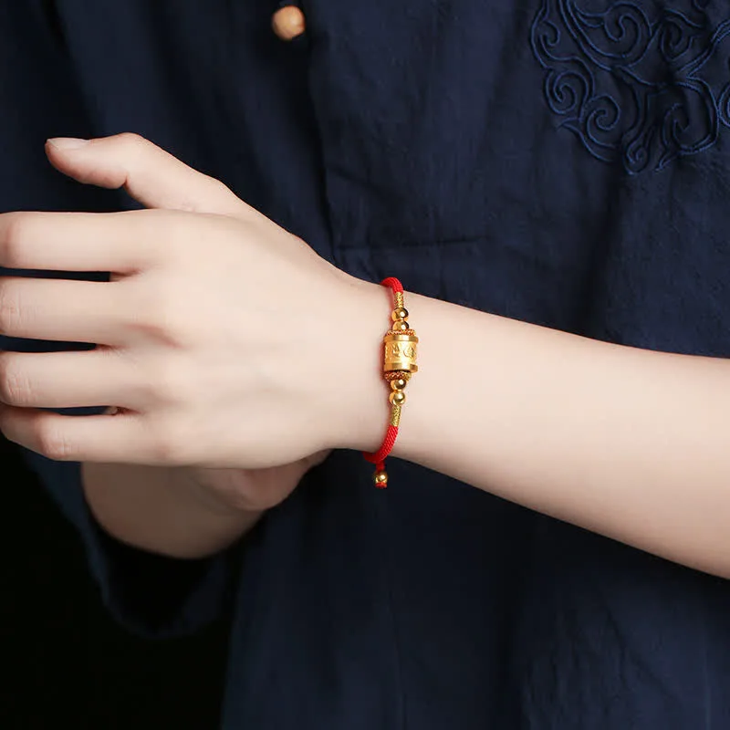 MythStone 999 Sterling Silver Om Mani Padme Hum Luck Red String Bracelet - Image 2