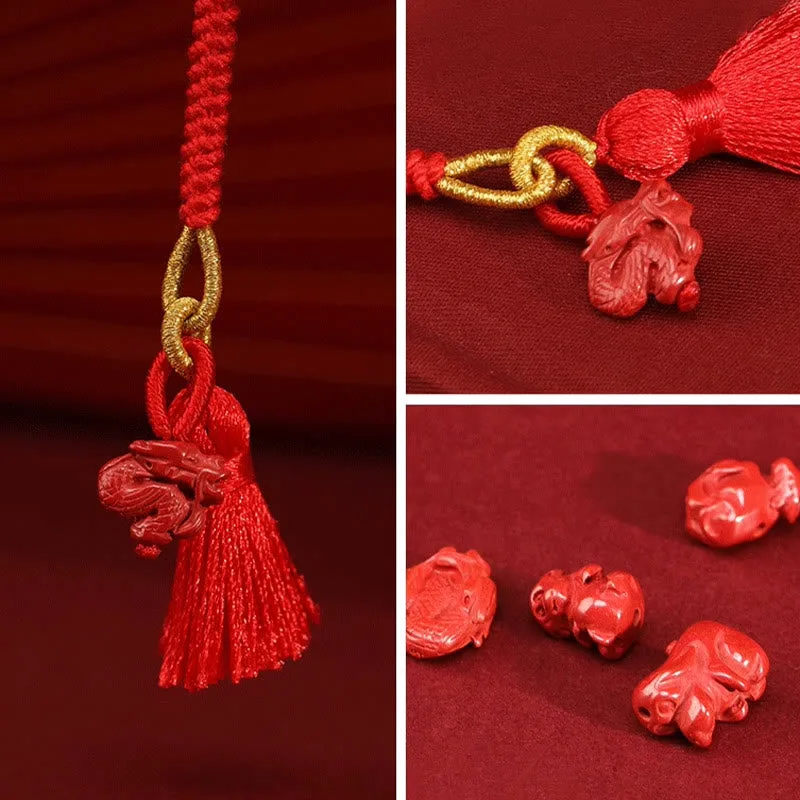 Mythstone Natural Cinnabar Dragon Blessing Red String Belly Chain - Image 14