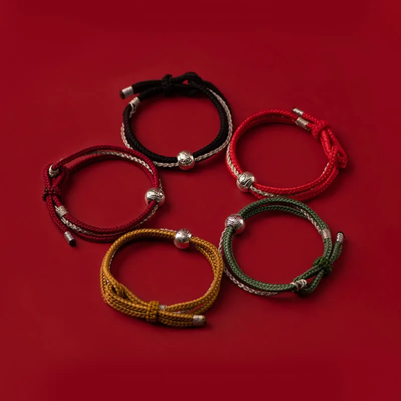 Mythstone 925 Sterling Silver Tibetan Zakiram Goddess of Wealth Luck Rope Bracelet - Image 2