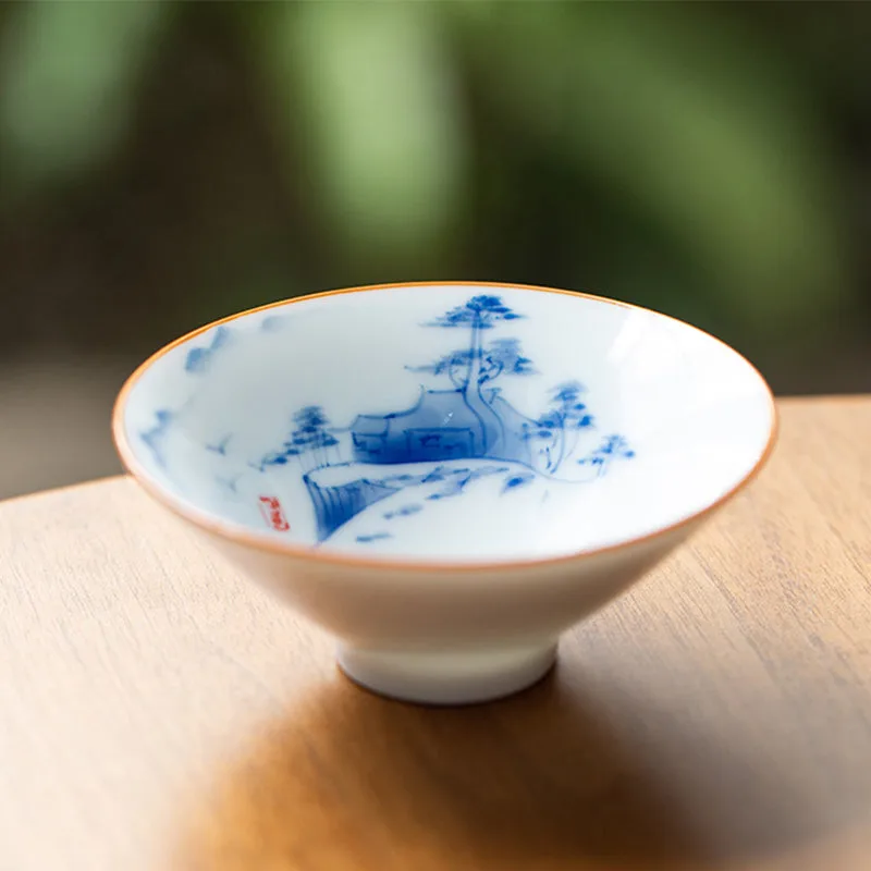 Mythstone - Mandala Flower Koi Fish Lotus Bird Persimmons Teacup Kung Fu Tea Cup 50ml - Image 3