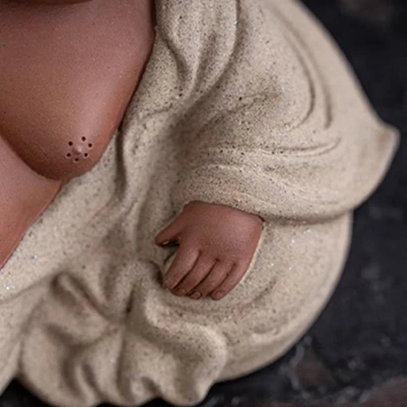 Mythstone Laughing Buddha Ingots Attract Wealth Purple Clay Maitreya Statue Decoration - Image 11