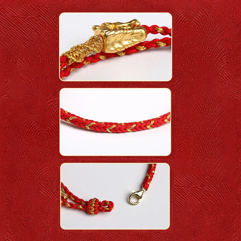 Mythstone 999 Sterling Silver Handcrafted Dragon Luck Eight Thread Knot Red String Braided Bracelet - Image 7