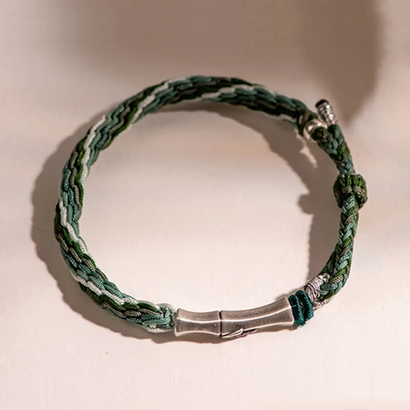 Mythstone 925 Sterling Silver Bamboo Reincarnation Knot Luck Protection String Bracelet - Image 10