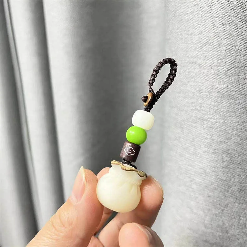 Mythstone Natural Bodhi Seed Money Bag Flower Blessing Prosperity Keychain - Image 18