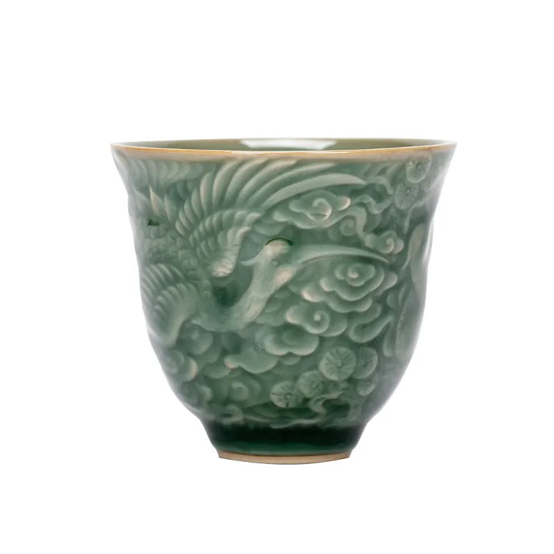 Mythstone Crane Pine Ceramic Teacup Kung Fu Tea Cup 80ml - Image 6