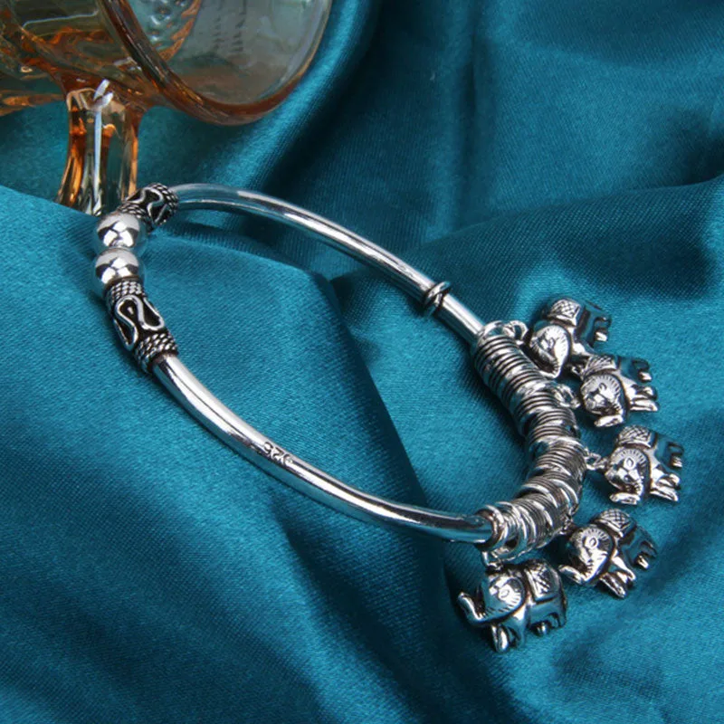 Mythstone 925 Sterling Silver Elephant Strength Bracelet Bangle - Image 7