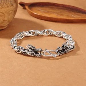Mythstone 925 Sterling Silver Dragon Luck Protection Bracelet