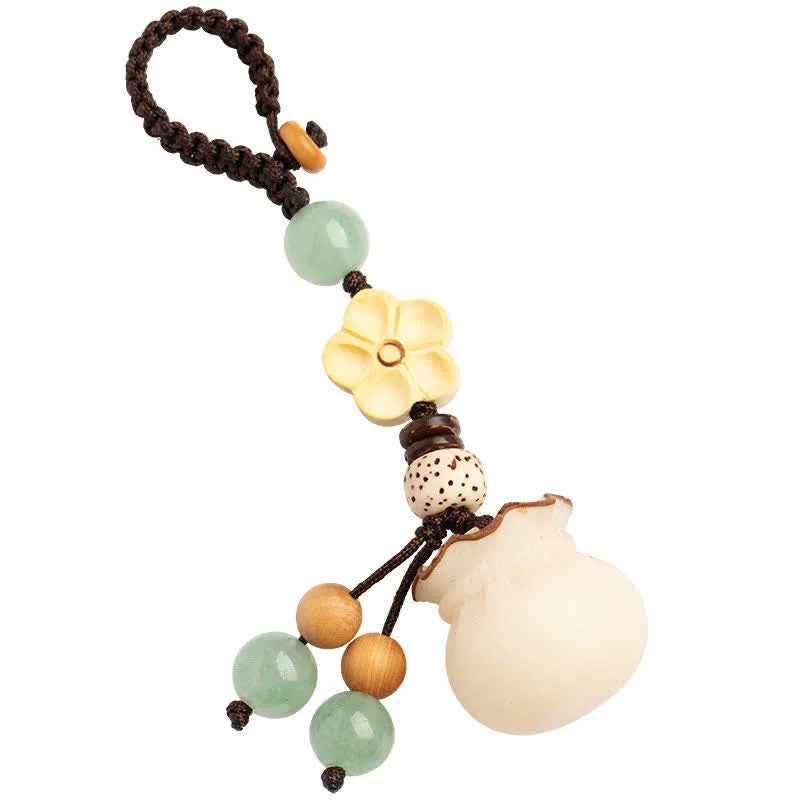 Mythstone Natural Bodhi Seed Money Bag Flower Blessing Prosperity Keychain - Image 8