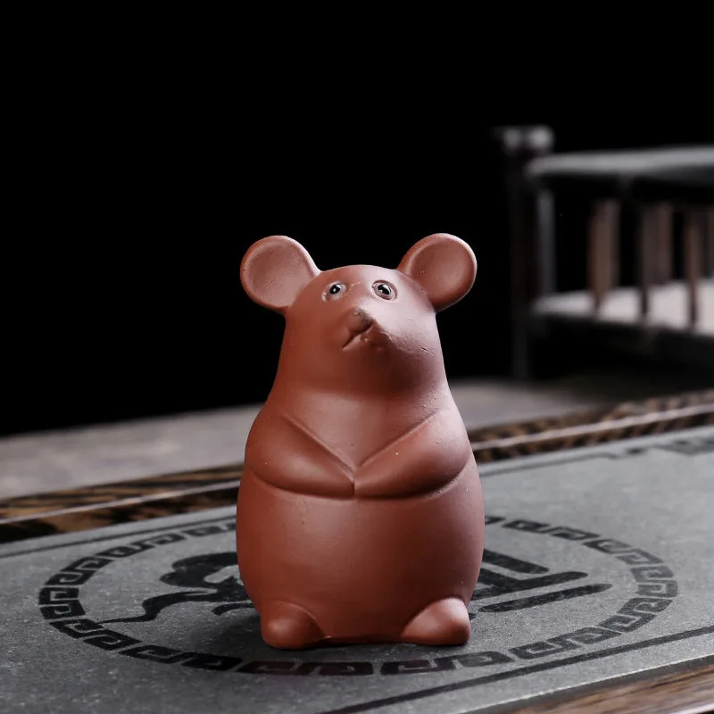 Mythstone Chinese Zodiac Purple Clay Wealth Ceramic Tea Pet Home Figurine Decoration - Image 3