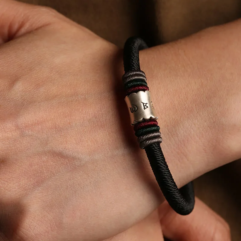 Mythstone 999 Sterling Silver Om Mani Padme Hum Peace Magnetic Buckle Bracelet - Image 10