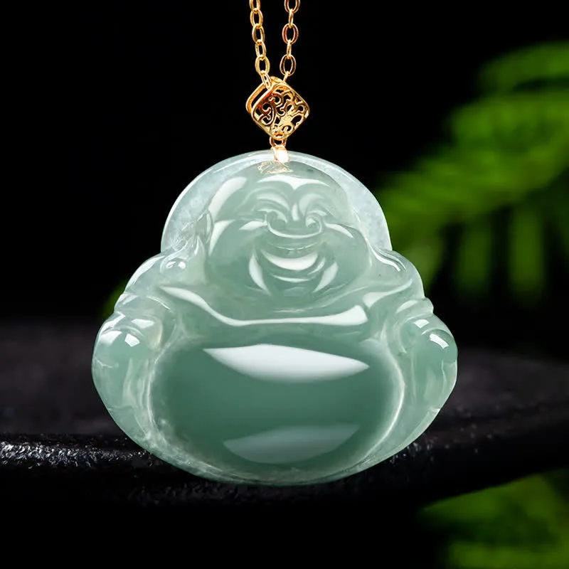 Mythstone Laughing Buddha Natural Jade Prosperity Abundance Necklace Pendant - Image 6