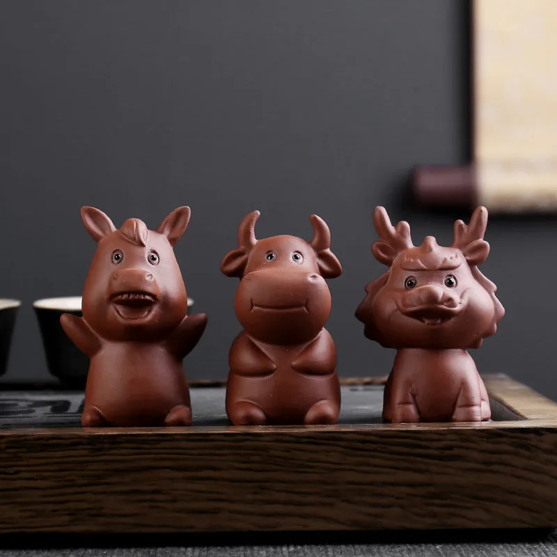 Mythstone Chinese Zodiac Purple Clay Wealth Ceramic Tea Pet Home Figurine Decoration - Image 20