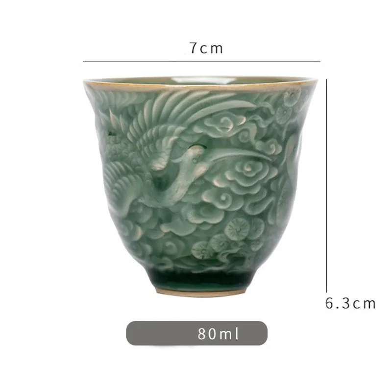 Mythstone Crane Pine Ceramic Teacup Kung Fu Tea Cup 80ml - Image 7