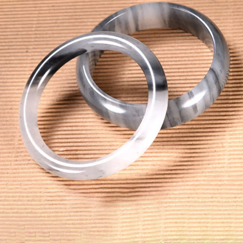 Mythstone Natural Ink Color Golden Silk Jade Wealth Bracelet Bangle - Image 8