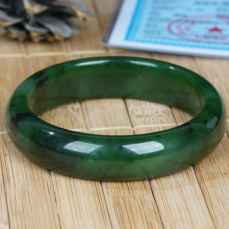 Mythstone Natural Hetian Cyan Jade Happiness Success Bracelet Bangle - Image 7
