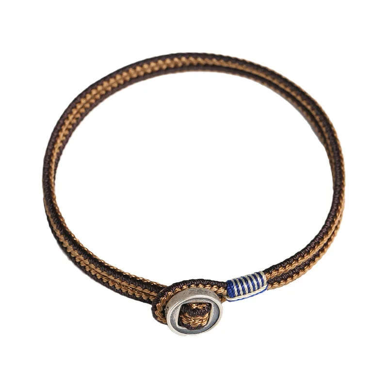 Mythstones 925 Sterling Silver Handmade Button Protection Weave String Bracelet - Image 15