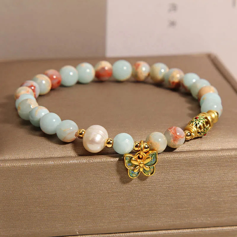 Mythstone Shoushan Stone Pearl Butterfly Wealth Bracelet - Image 3
