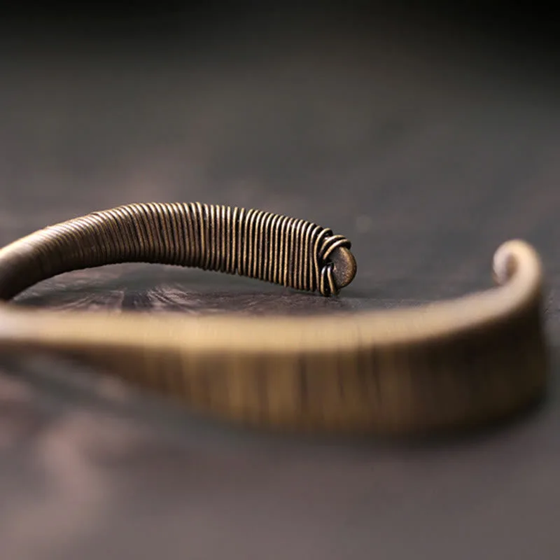 Mythstone Simple Design Wrapped Copper Luck Wealth Adjustable Cuff Bracelet - Image 7