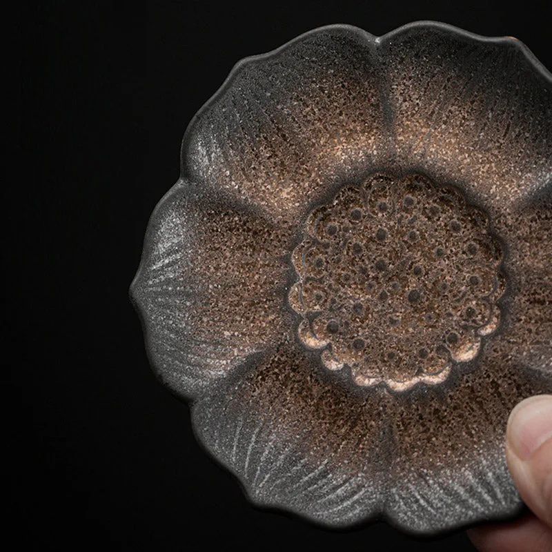 Mythstone Vintage Lotus Flower Ceramic Cup Mat Pad Tea Cup Coaster Kung Fu Tea Mat - Image 4