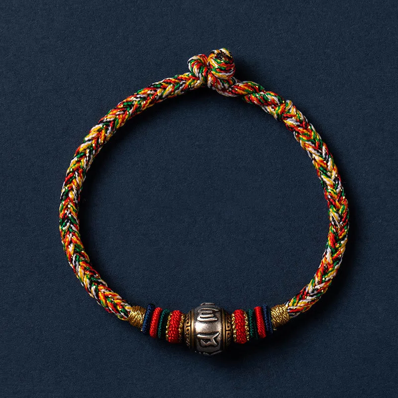Mythstone 925 Sterling Silver Tibet Handmade Om Mani Padme Hum Luck Protection King Kong Knot Braided Bracelet - Image 13