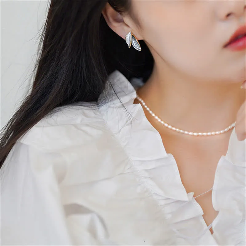 Mythstone Leaf Design Luck Stud Earrings - Image 2