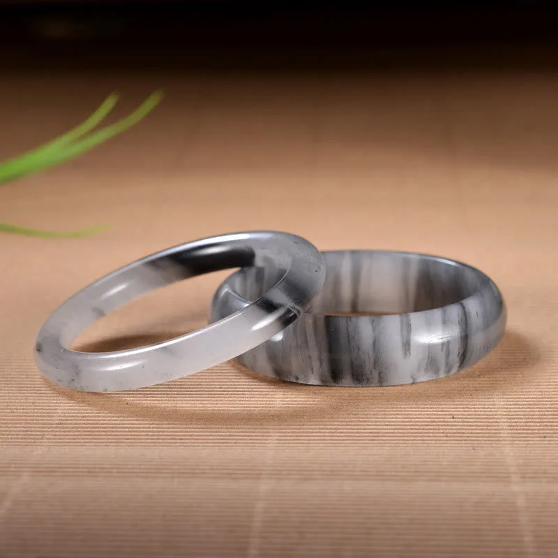 Mythstone Natural Ink Color Golden Silk Jade Wealth Bracelet Bangle - Image 4