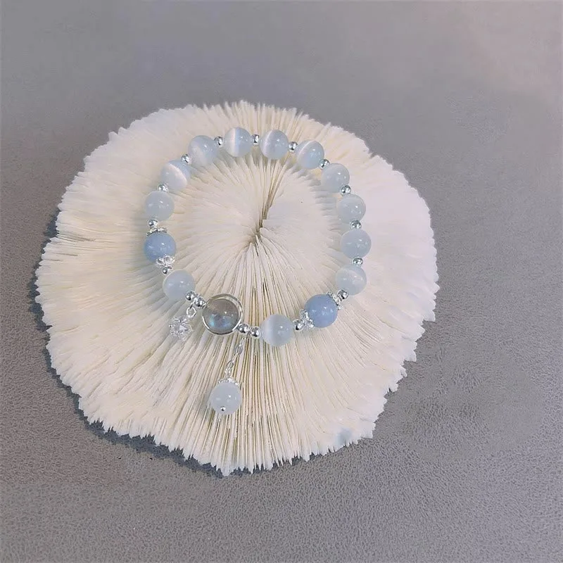 MythStone Cat's Eye Moonstone Butterfly Star Charm Support Bracelet - Image 13