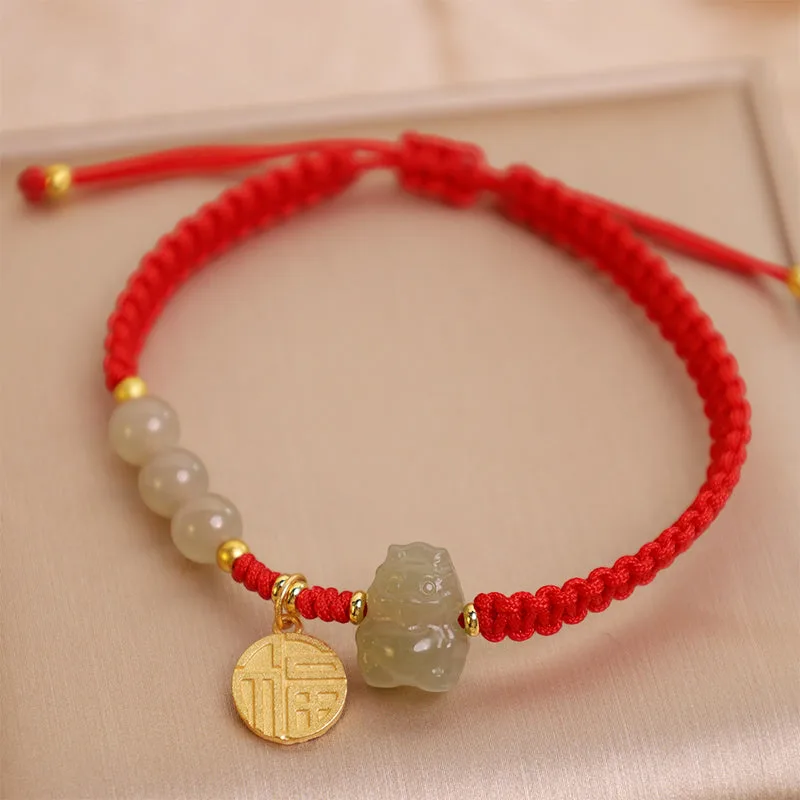 Mythstone Year of the Dragon 925 Sterling Silver Hetian Jade Fu Character Luck Bracelet - Image 6