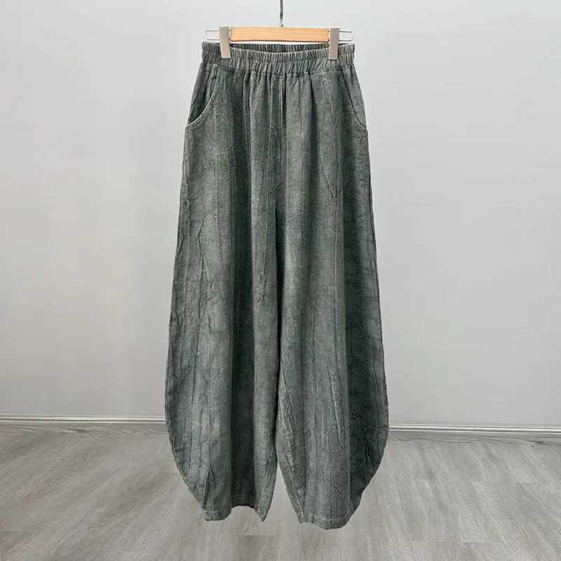 Mythstone Ramie Cotton Linen Pants Tie-dye Design Trousers Loose Zen Yoga Women's Pants with Pockets - Image 34