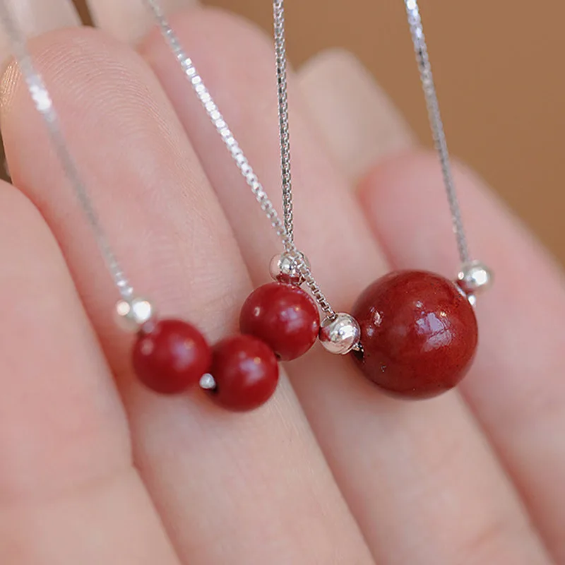 Mythstone 925 Sterling Silver Cinnabar Bead Calm Blessing Necklace Pendant - Image 8