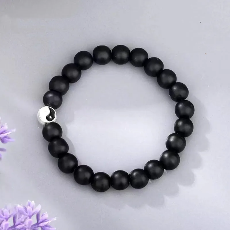 Mythstone 3pcs Natural White Turquoise Frosted Stone Bead Yin Yang Wealth Bracelet - Image 9