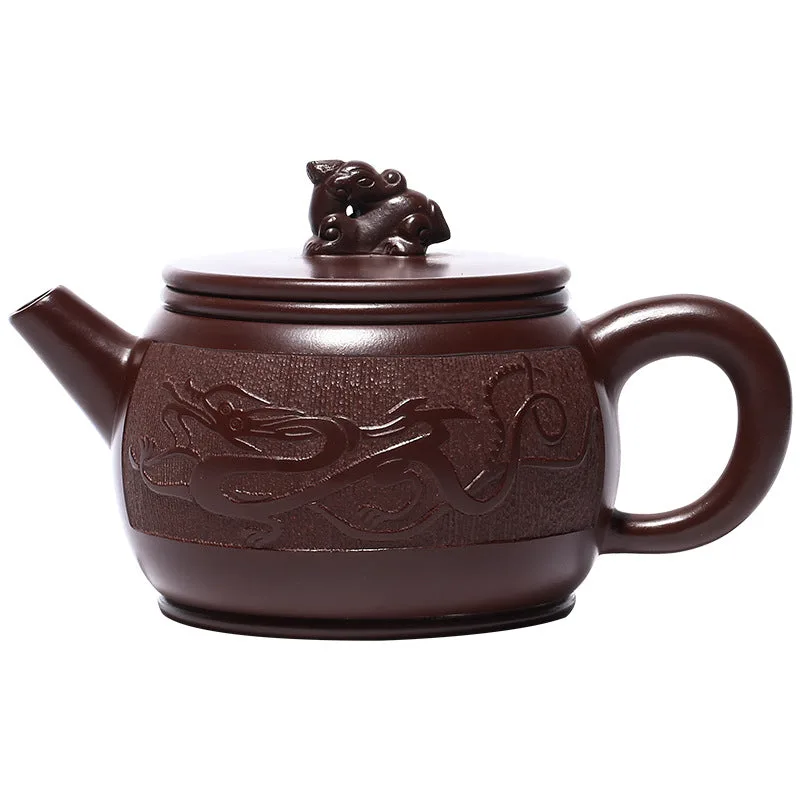 Mythstone Yixing Handmade Brown Dragon Purple Clay Kung Fu Teapot 240ml - Image 11